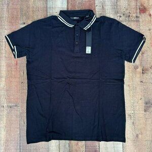Nova Men Wilson Black Polo Shirt Size L Classic Short Sleeve With Striped Collar